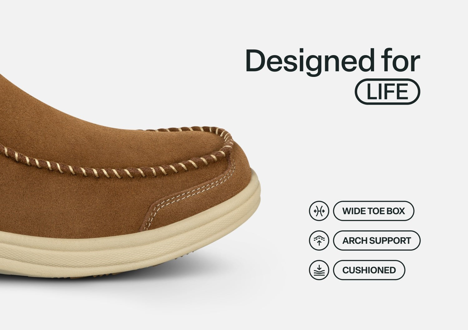 Orthofeet Vito Hands-Free Supportive Comfort Men's Slippers - Chestnut - Feature Detail - 5