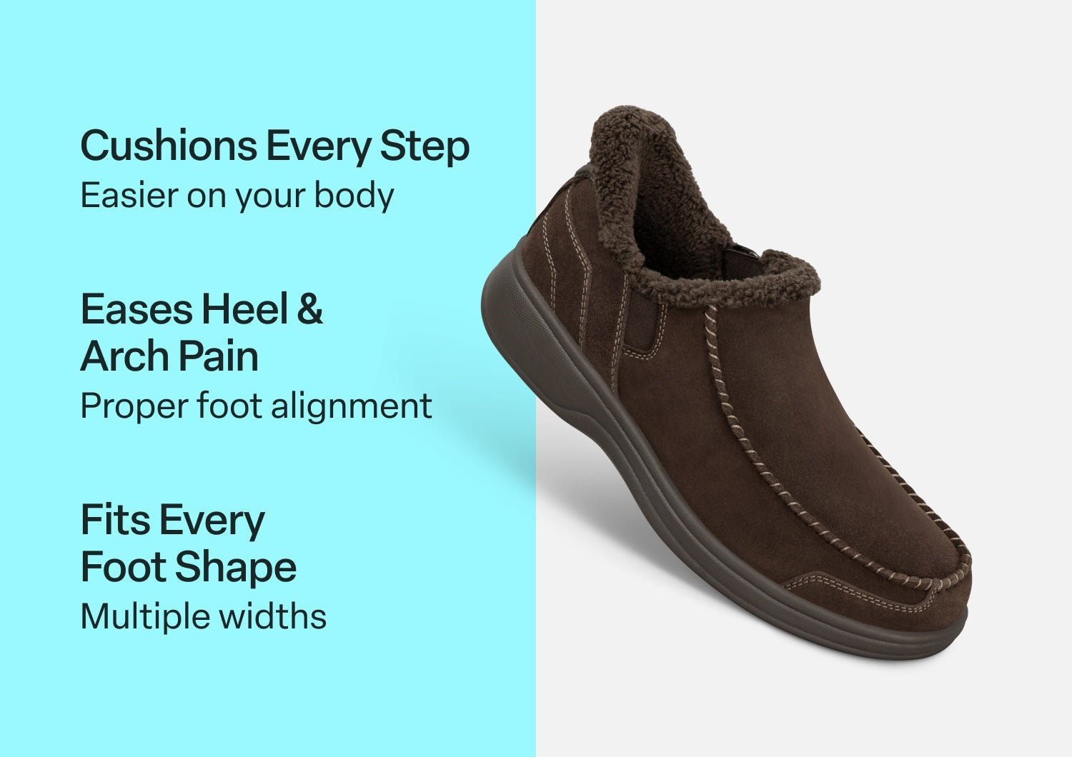 Orthofeet Vito Hands-Free Supportive Comfort Men's Slippers - Chocolate - Comfort Benefits - 2