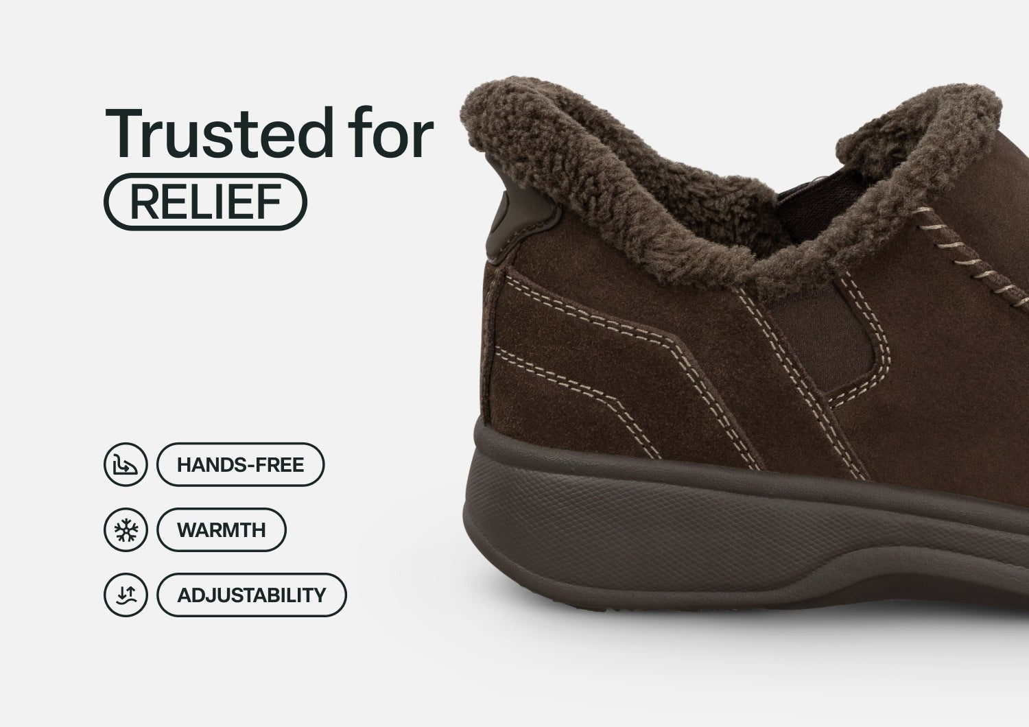Orthofeet Vito Hands-Free Supportive Comfort Men's Slippers - Chocolate - Feature Detail - 3