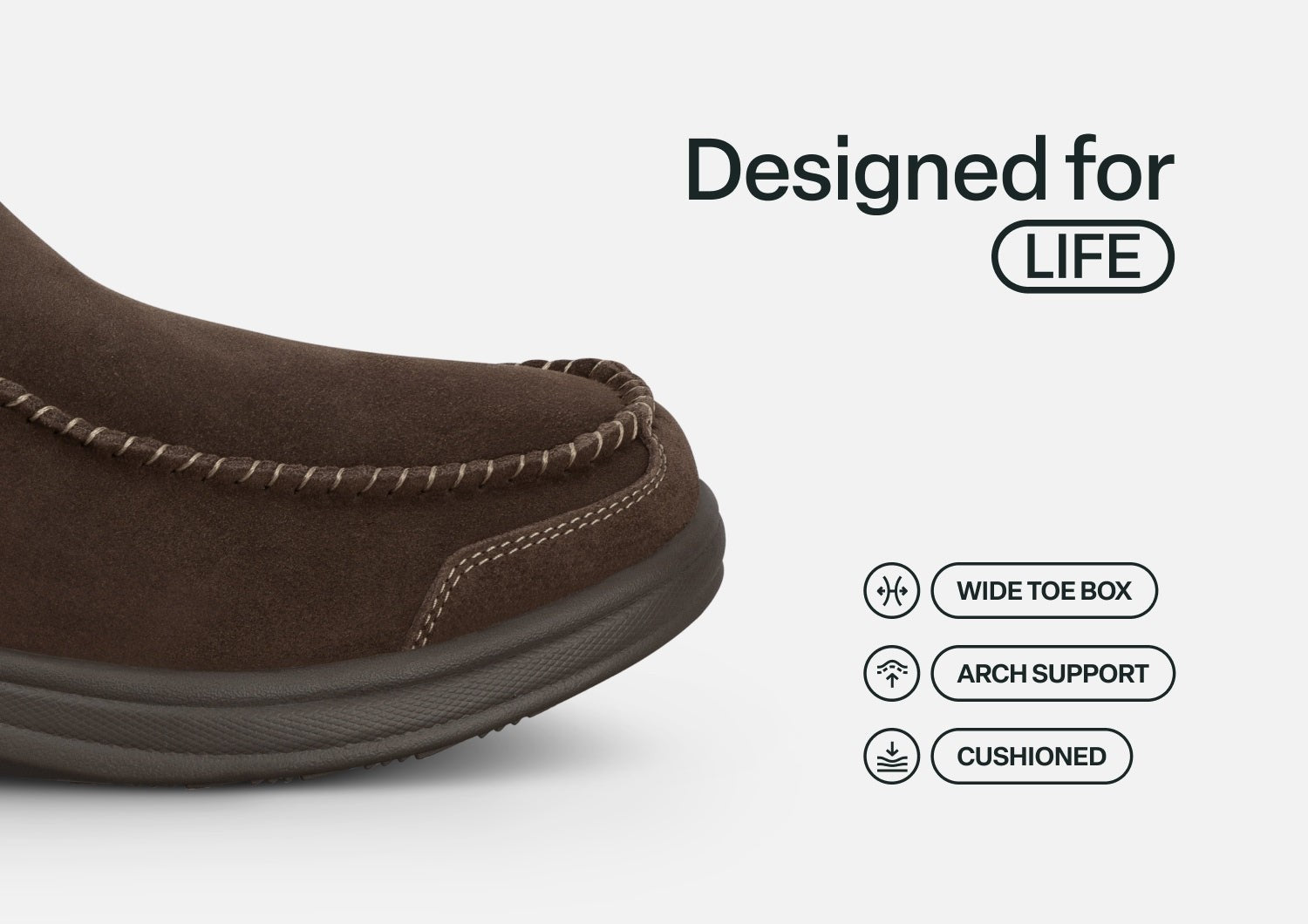 Orthofeet Vito Hands-Free Supportive Comfort Men's Slippers - Chocolate - Feature Detail - 4