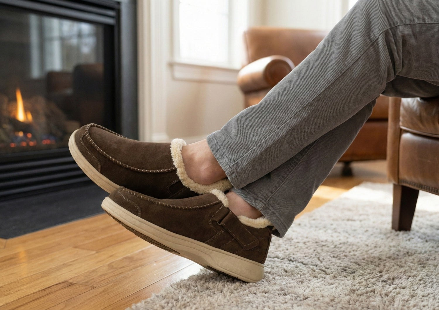 Orthofeet Vito Hands-Free Supportive Comfort Men's Slippers - Loden - Product View - 7