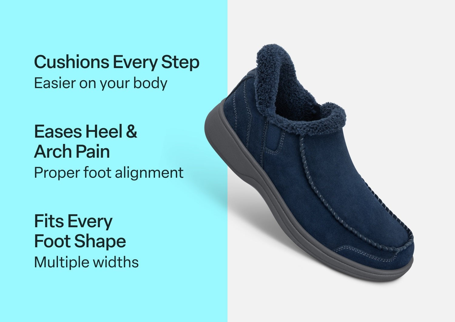 Orthofeet Vito Hands-Free Supportive Comfort Men's Slippers - Navy - Comfort Benefits - 2
