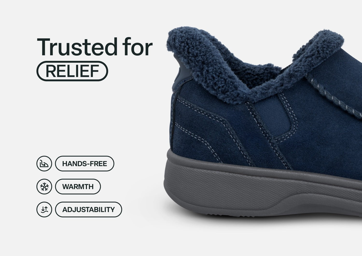 Orthofeet Vito Hands-Free Supportive Comfort Men's Slippers - Navy - Feature Detail - 3