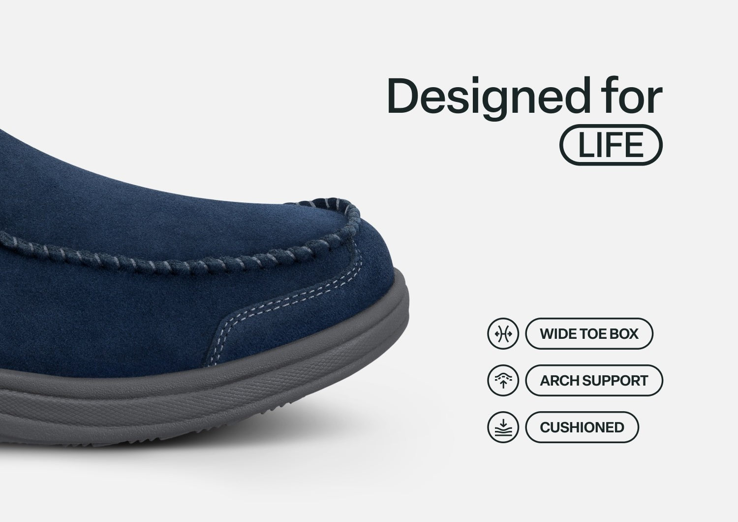 Orthofeet Vito Hands-Free Supportive Comfort Men's Slippers - Navy - Feature Detail - 4