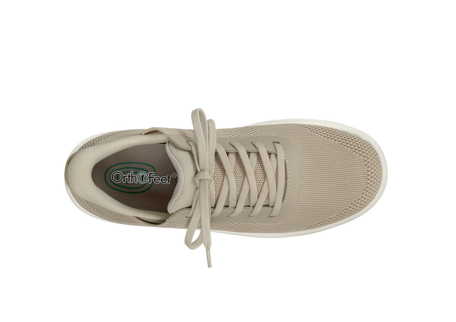 Orthofeet Wander Hands-Free Knit Women's Sneaker - Beige - Bird's Eye View - 5