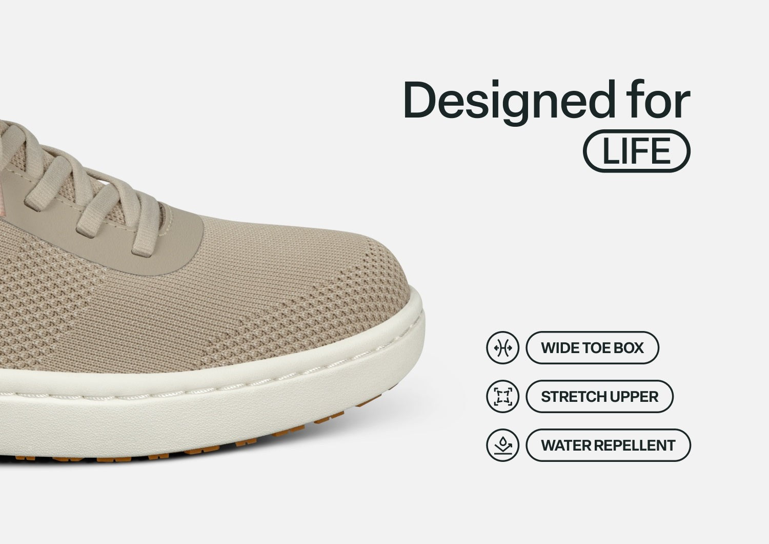 Orthofeet Wander Hands-Free Knit Women's Sneaker - Beige - Feature Detail - 4