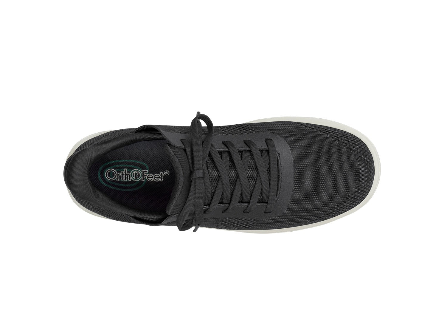 Orthofeet Wander Hands-Free Knit Women's Sneaker - Black - Bird's Eye View - 5