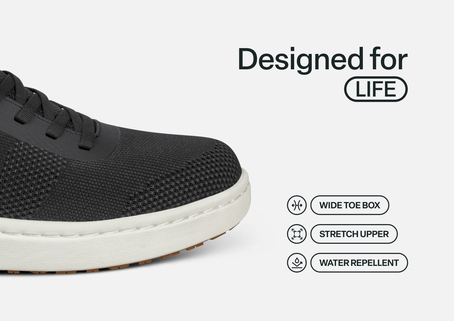 Orthofeet Wander Hands-Free Knit Women's Sneaker - Black - Feature Detail - 4