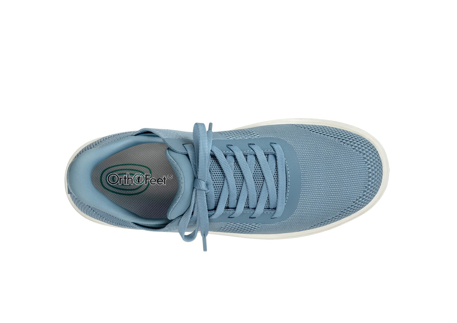 Orthofeet Wander Hands-Free Knit Women's Sneaker - Blue - Bird's Eye View - 5