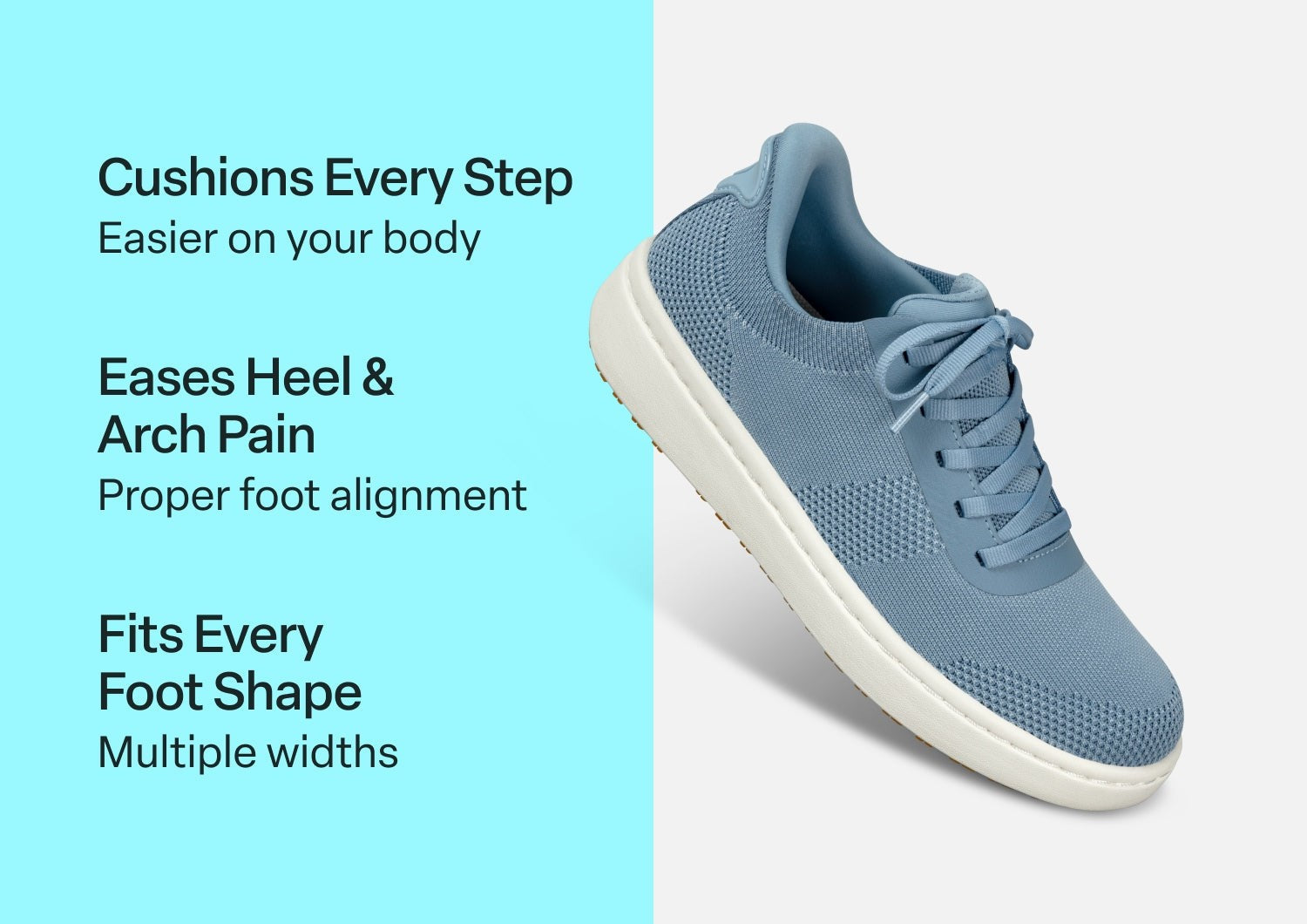 Orthofeet Wander Hands-Free Knit Women's Sneaker - Blue - Comfort Benefits - 2
