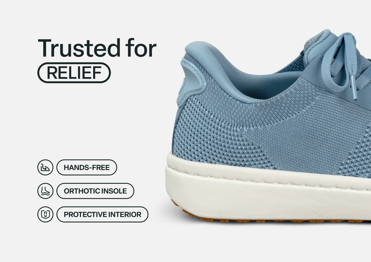 Orthofeet Wander Hands-Free Knit Women's Sneaker - Blue - Feature Detail - 3