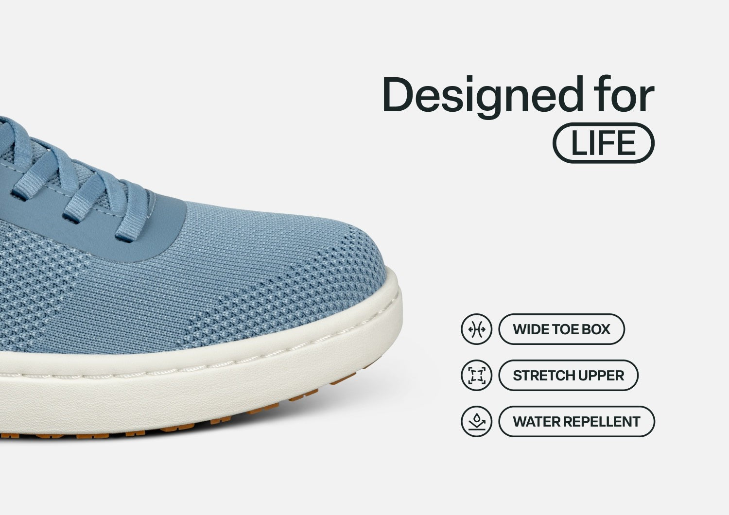 Orthofeet Wander Hands-Free Knit Women's Sneaker - Blue - Feature Detail - 4