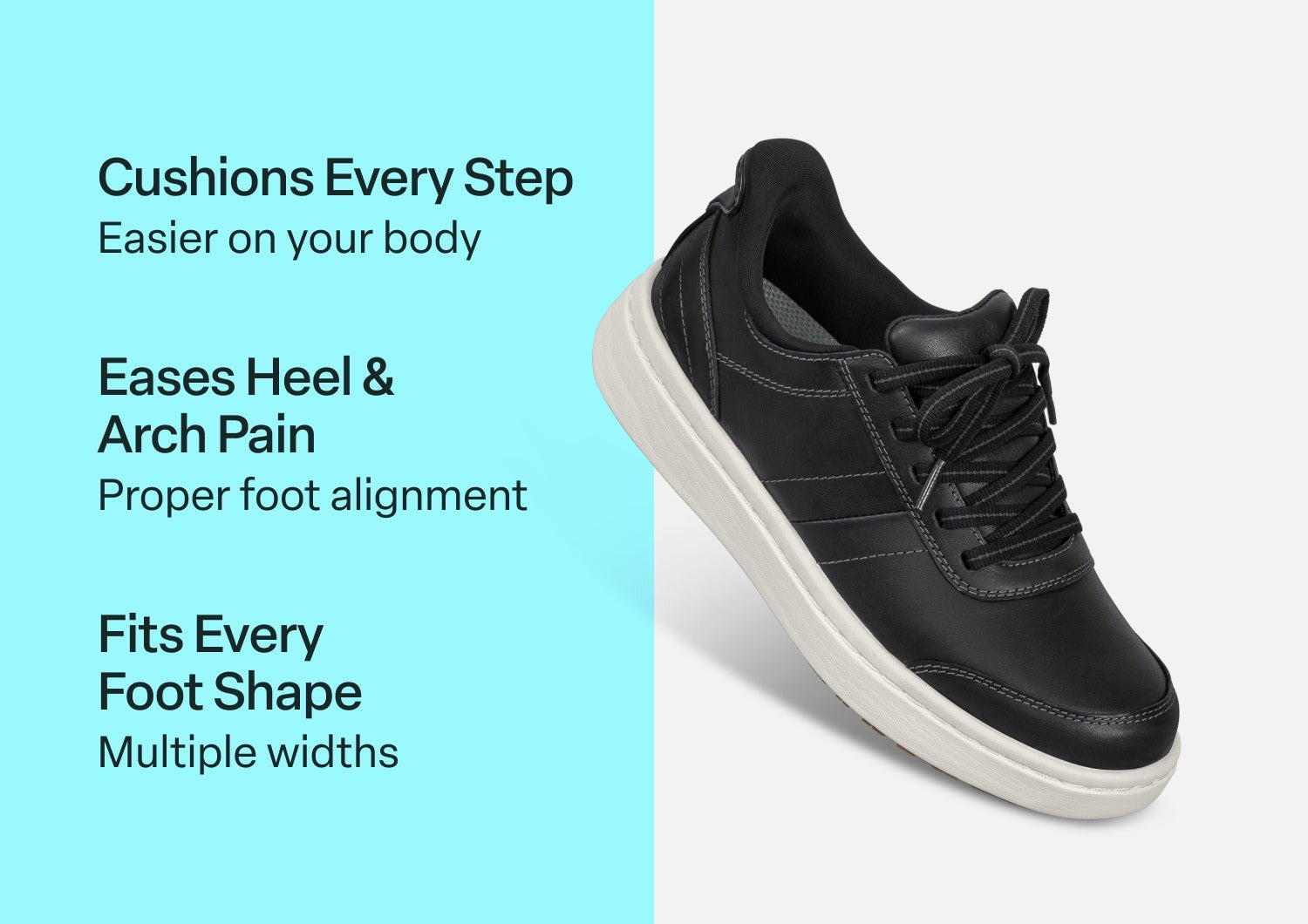 Orthofeet Wander Hands-Free Supportive Women's Sneakers - Black - Comfort Benefits - 2