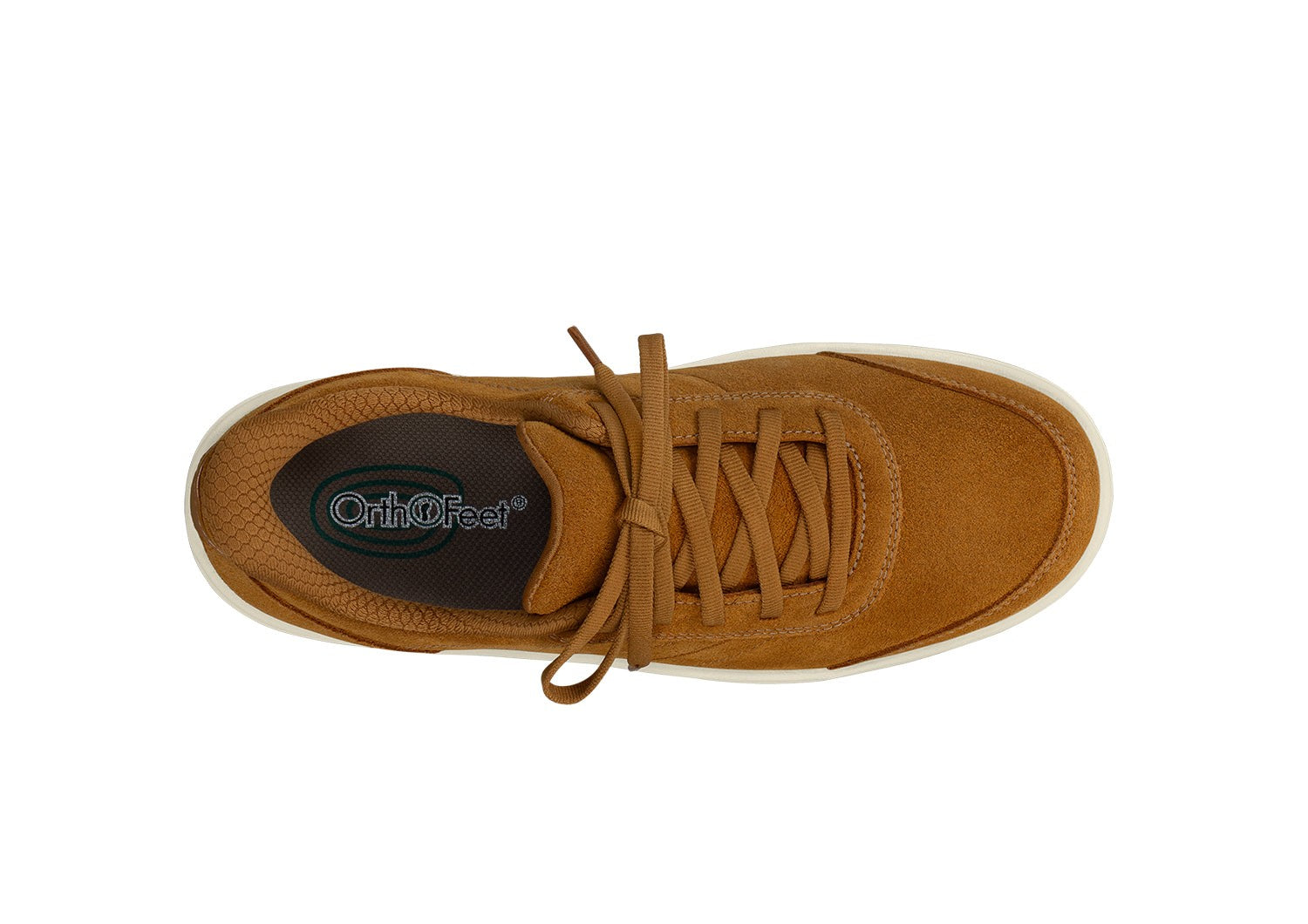 Orthofeet Wander Hands-Free Supportive Women's Sneakers - Camel - Bird's Eye View - 5