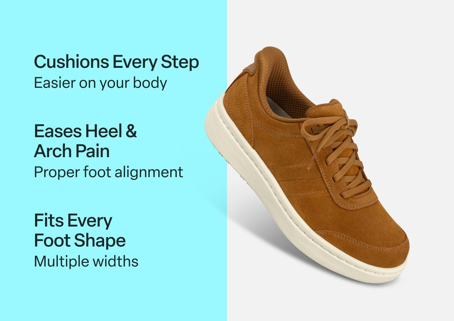 Orthofeet Wander Hands-Free Supportive Women's Sneakers - Camel - Comfort Benefits - 2