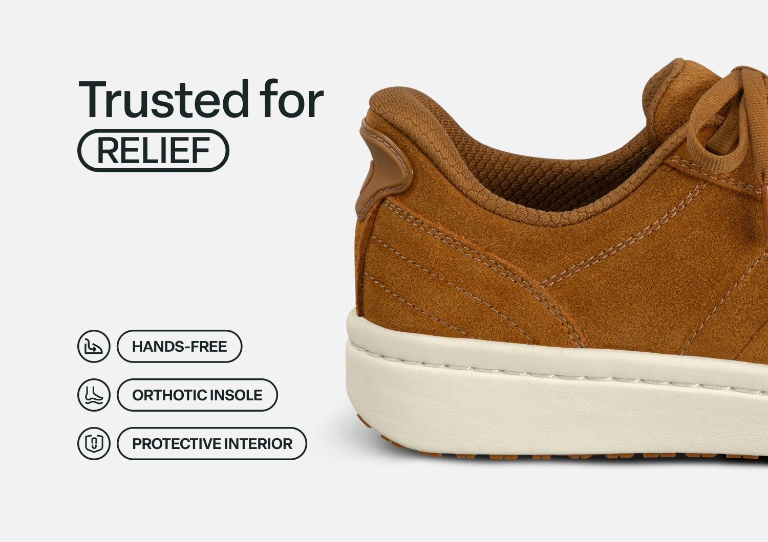 Orthofeet Wander Hands-Free Supportive Women's Sneakers - Camel - Feature Detail - 3