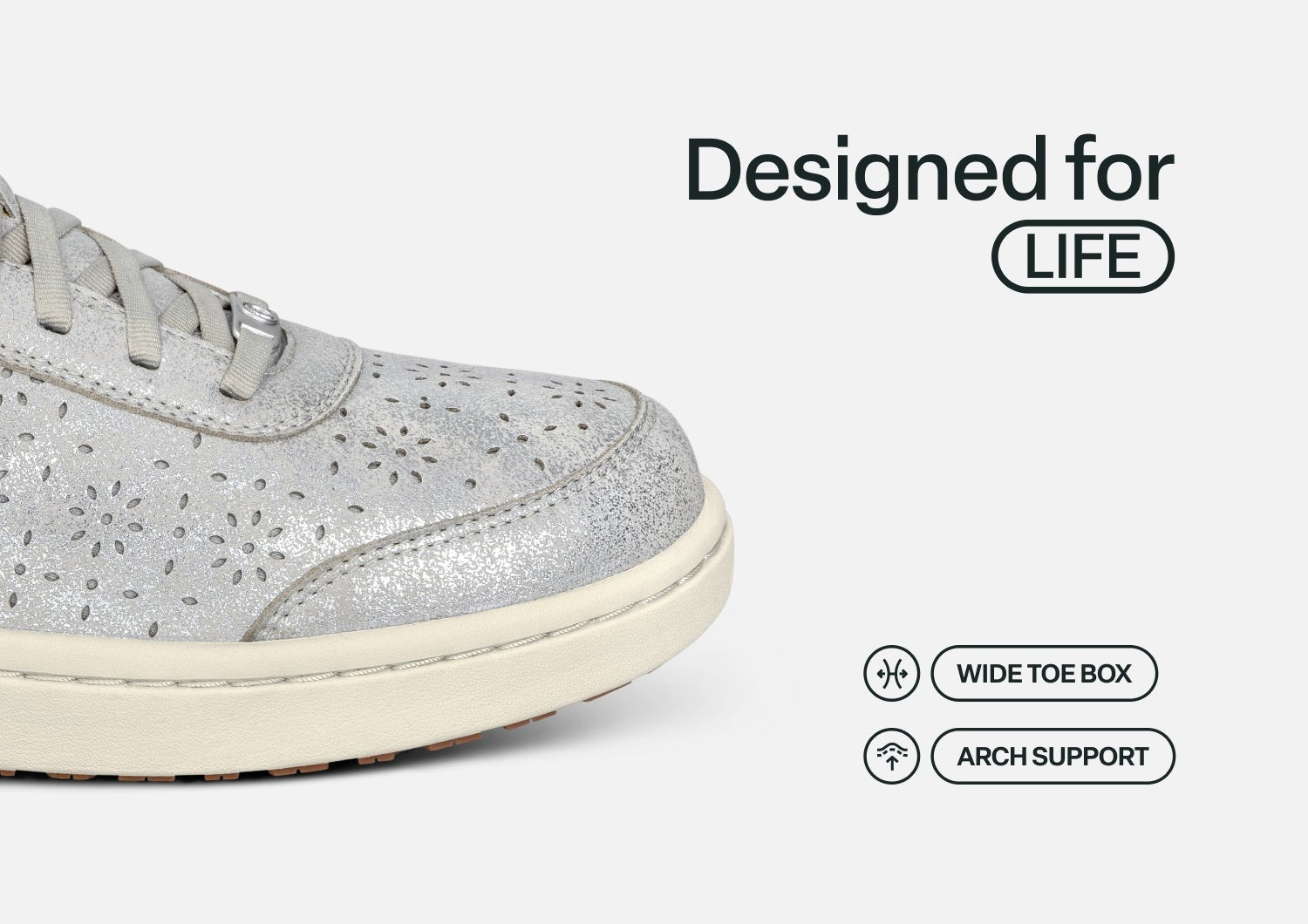 Orthofeet Wander Hands-Free Supportive Women's Sneakers - Champagne Metallic - Feature Detail - 4