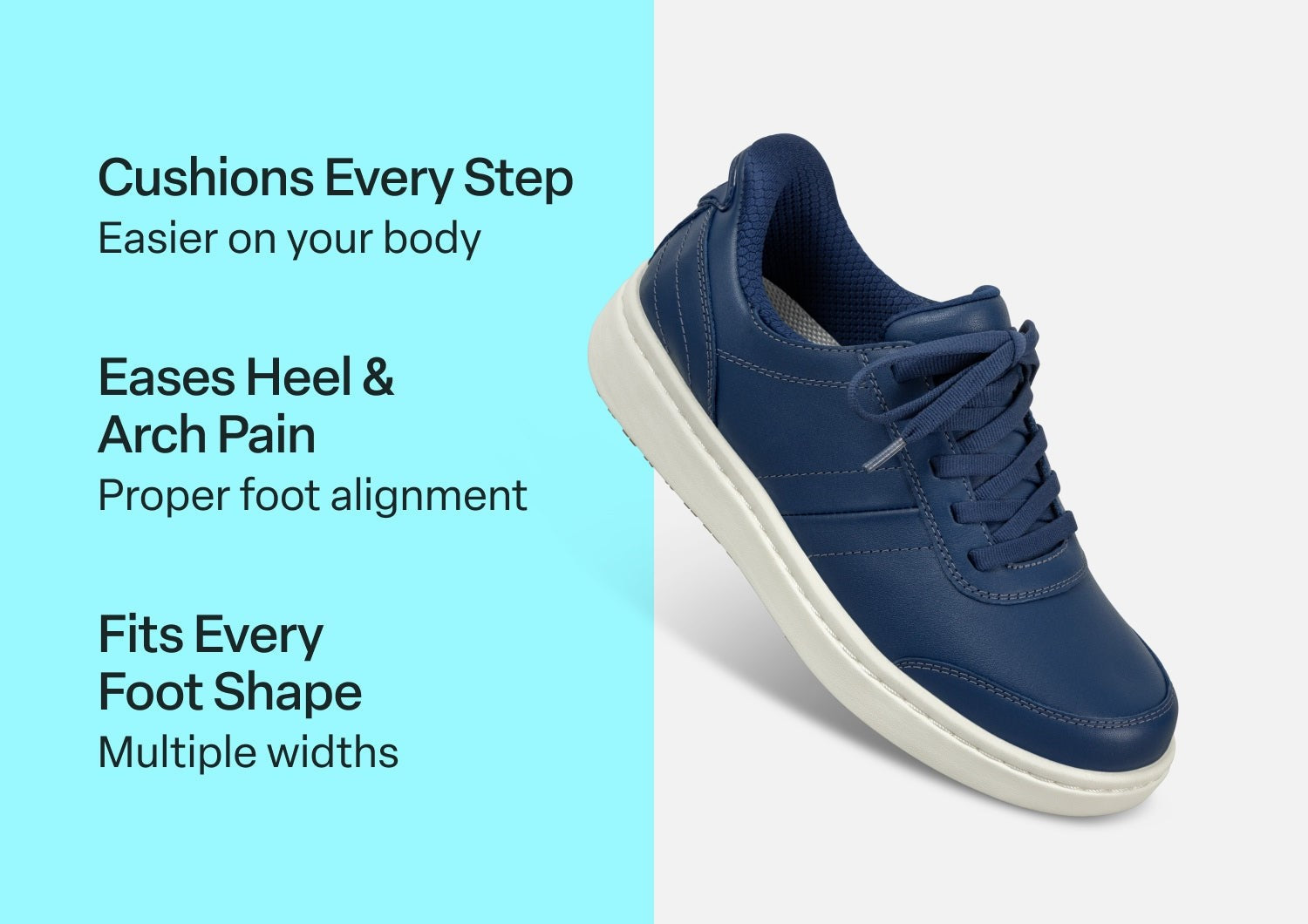 Orthofeet Wander Hands-Free Supportive Women's Sneakers - Navy - Comfort Benefits - 2