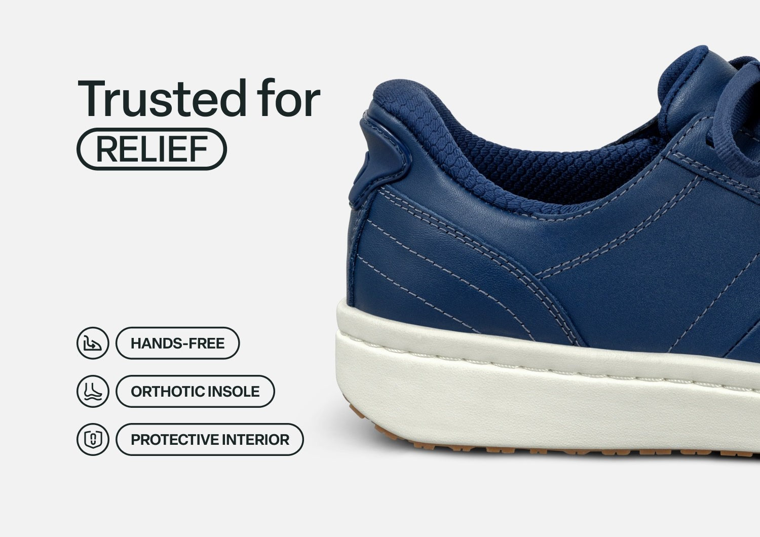 Orthofeet Wander Hands-Free Supportive Women's Sneakers - Navy - Feature Detail - 3