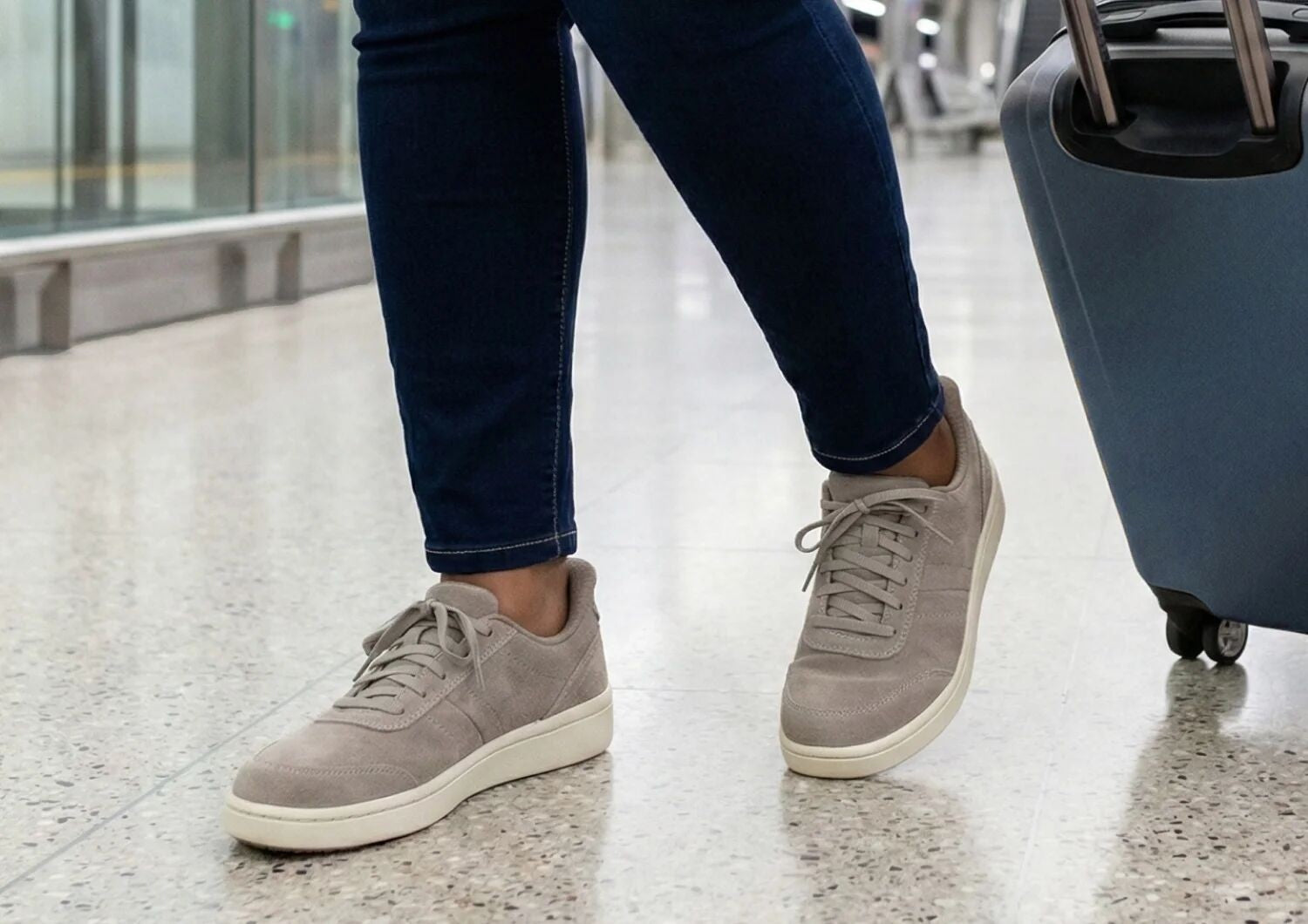 Orthofeet Wander Hands-Free Supportive Women's Sneakers - Taupe - Lifestyle View - 8