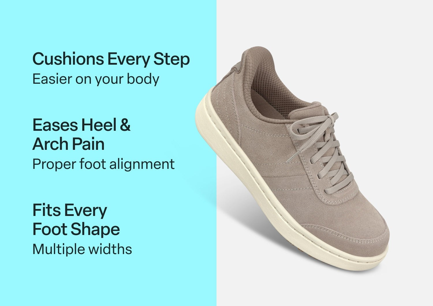Orthofeet Wander Hands-Free Supportive Women's Sneakers - Taupe - Comfort Benefits - 3