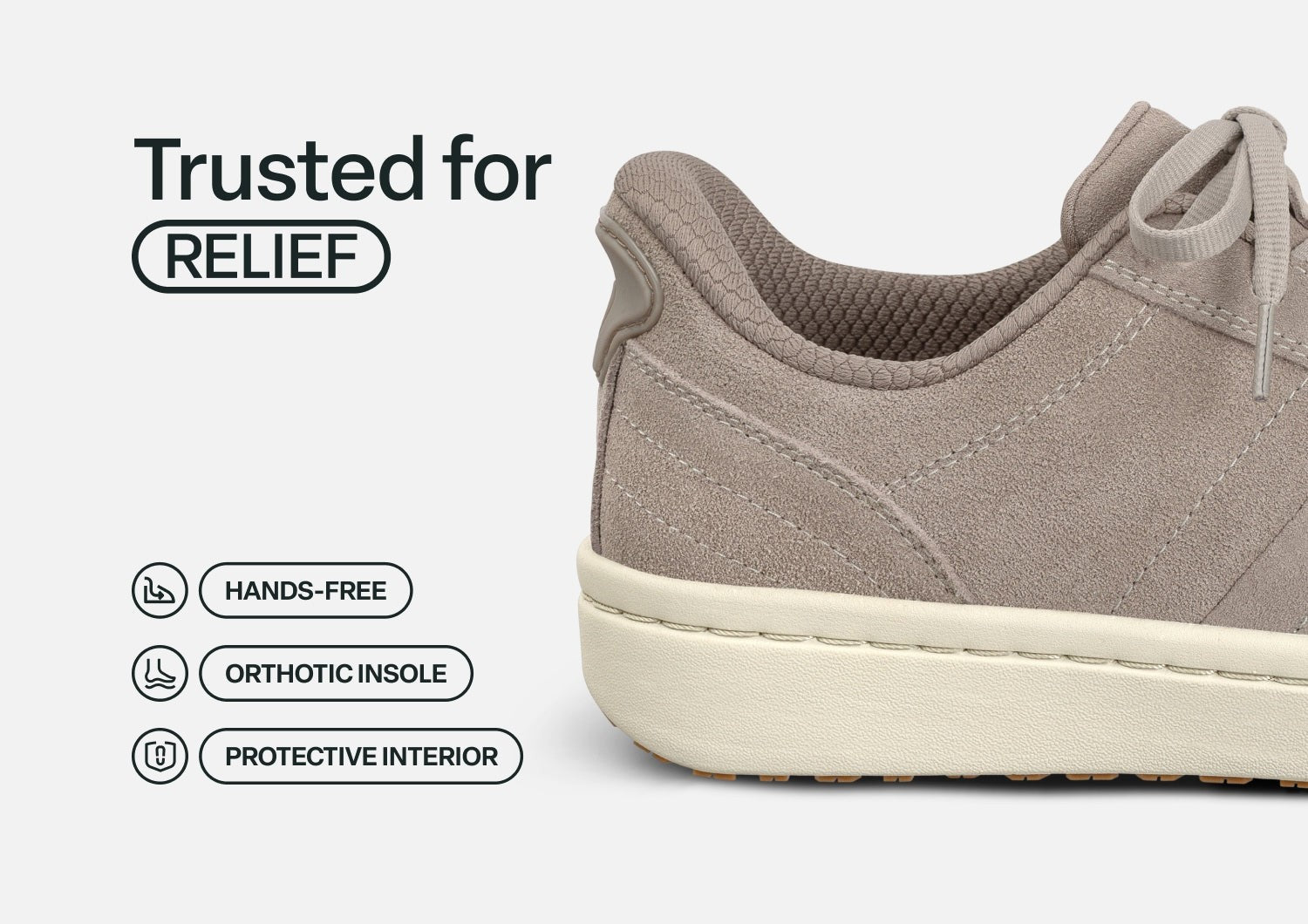 Orthofeet Wander Hands-Free Supportive Women's Sneakers - Taupe - Feature Detail - 4