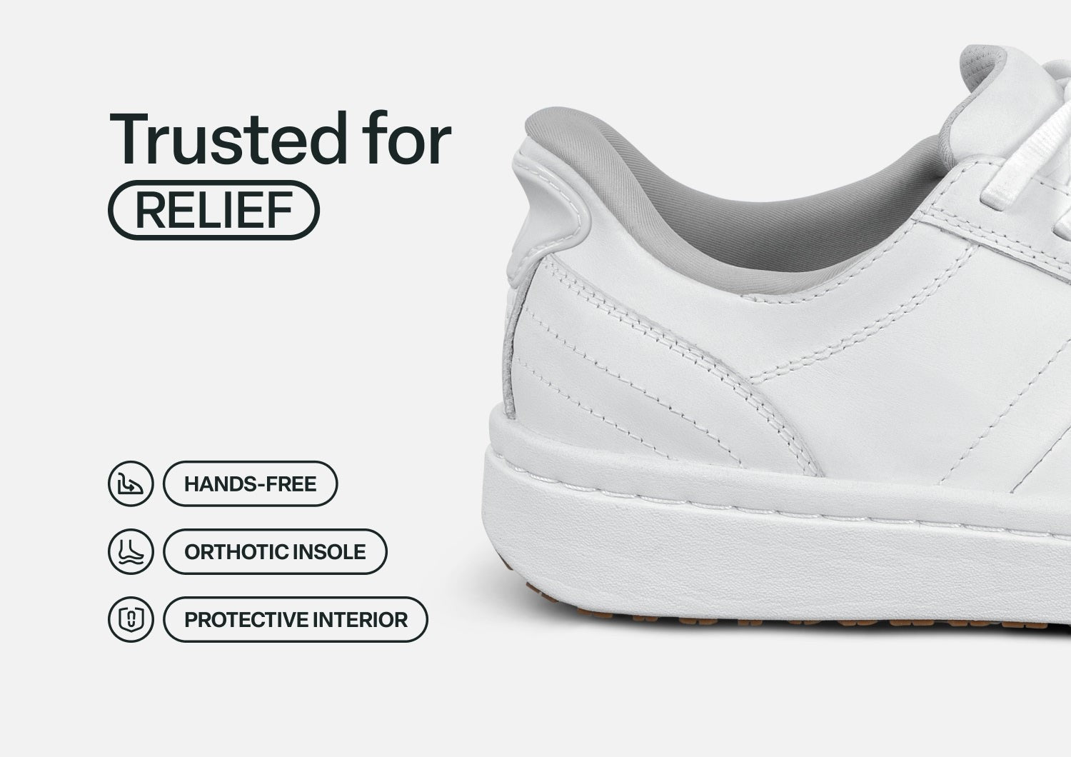Orthofeet Wander Hands-Free Supportive Women's Sneakers - White - Feature Detail - 3