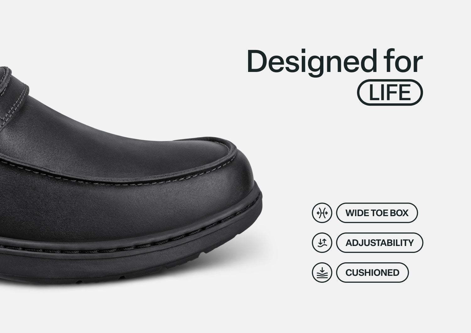 Orthofeet Xavier Hands-Free Men's Casual - Black - Feature Detail - 4