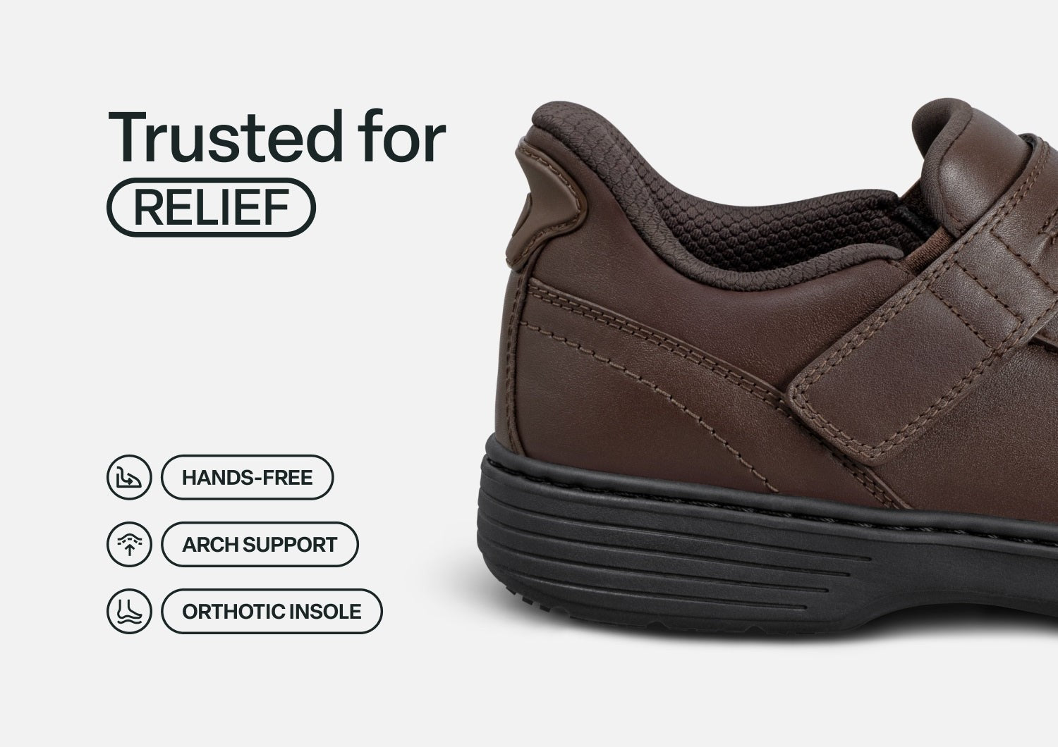 Orthofeet Xavier Hands-Free Men's Casual - Brown - Feature Detail - 3