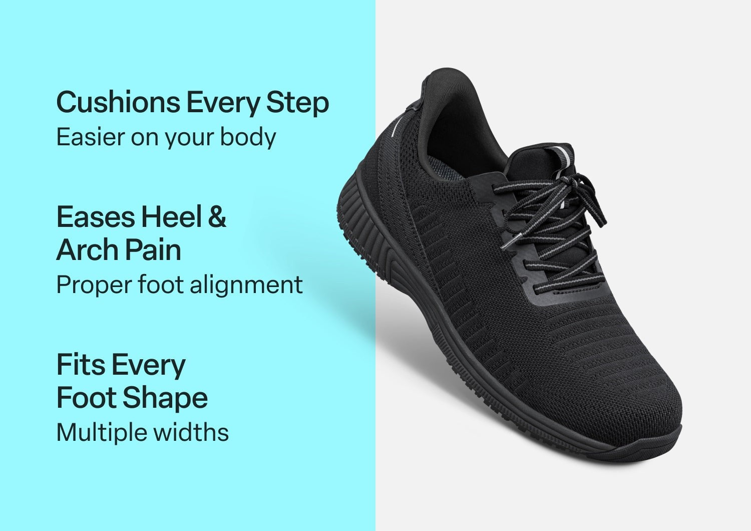 Orthofeet Yari Hands-Free Men's Sneakers - Black/black - Comfort Benefits - 2