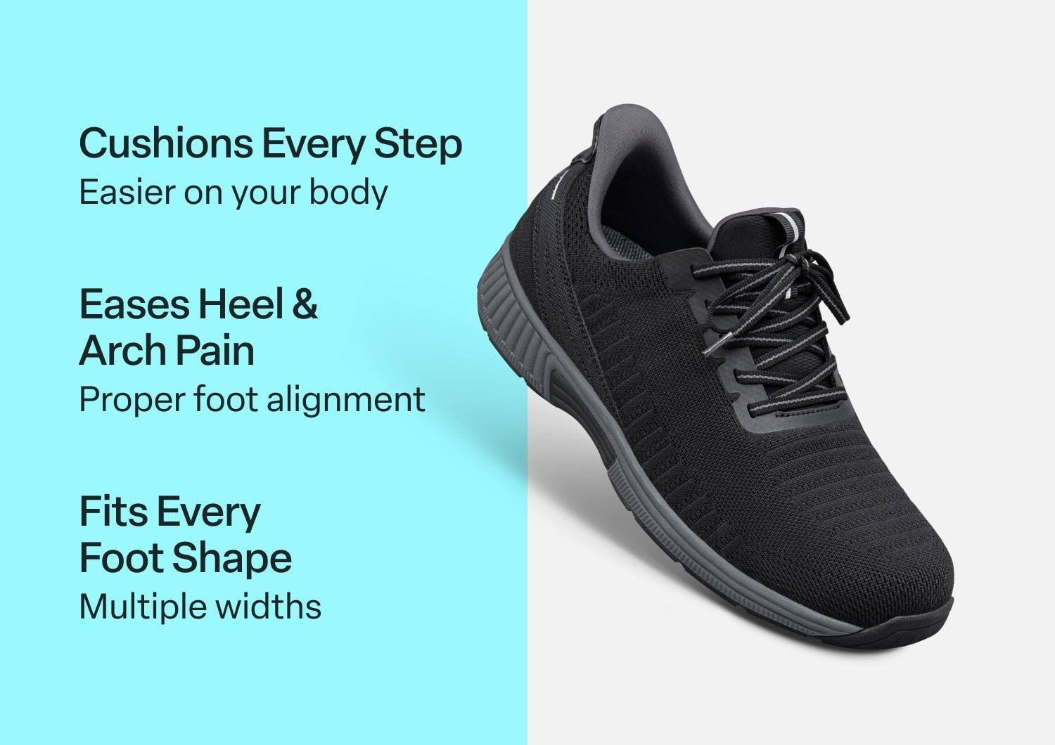 Orthofeet Yari Hands-Free Men's Sneakers - Black/gray - Comfort Benefits - 2