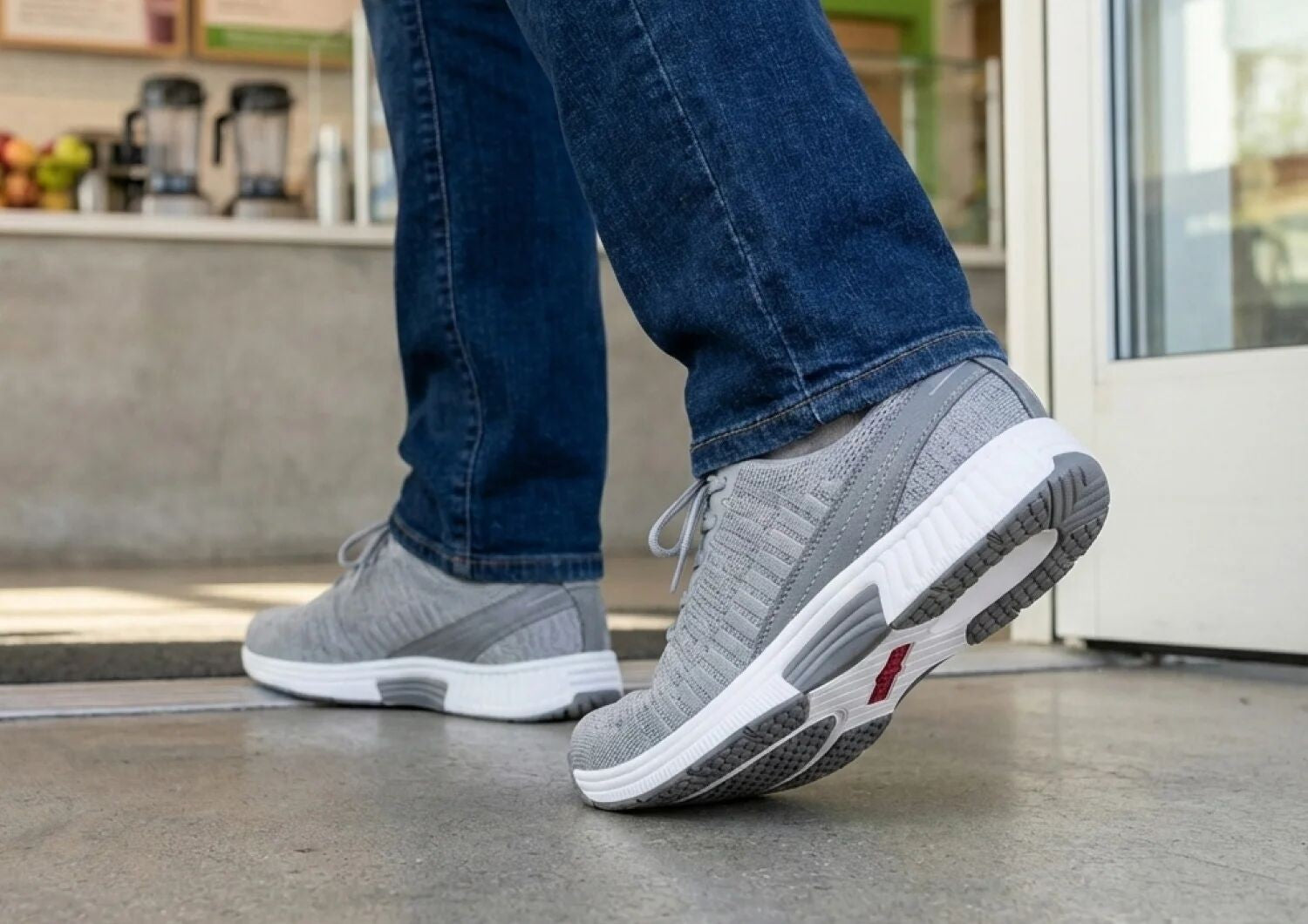 Orthofeet Yari Hands-Free Men's Sneakers - Gray - Lifestyle View - 7