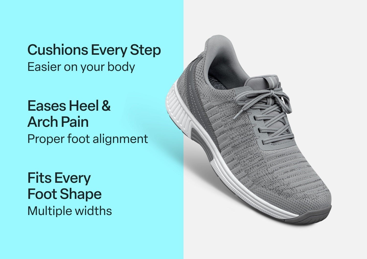 Orthofeet Yari Hands-Free Men's Sneakers - Gray - Comfort Benefits - 2