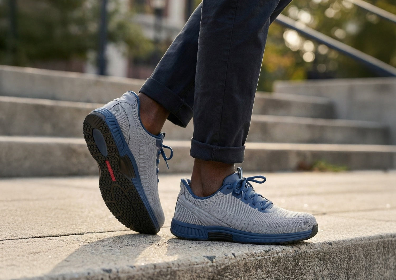 Orthofeet Yari Hands-Free Men's Sneakers - Gray/navy - Product View - 2