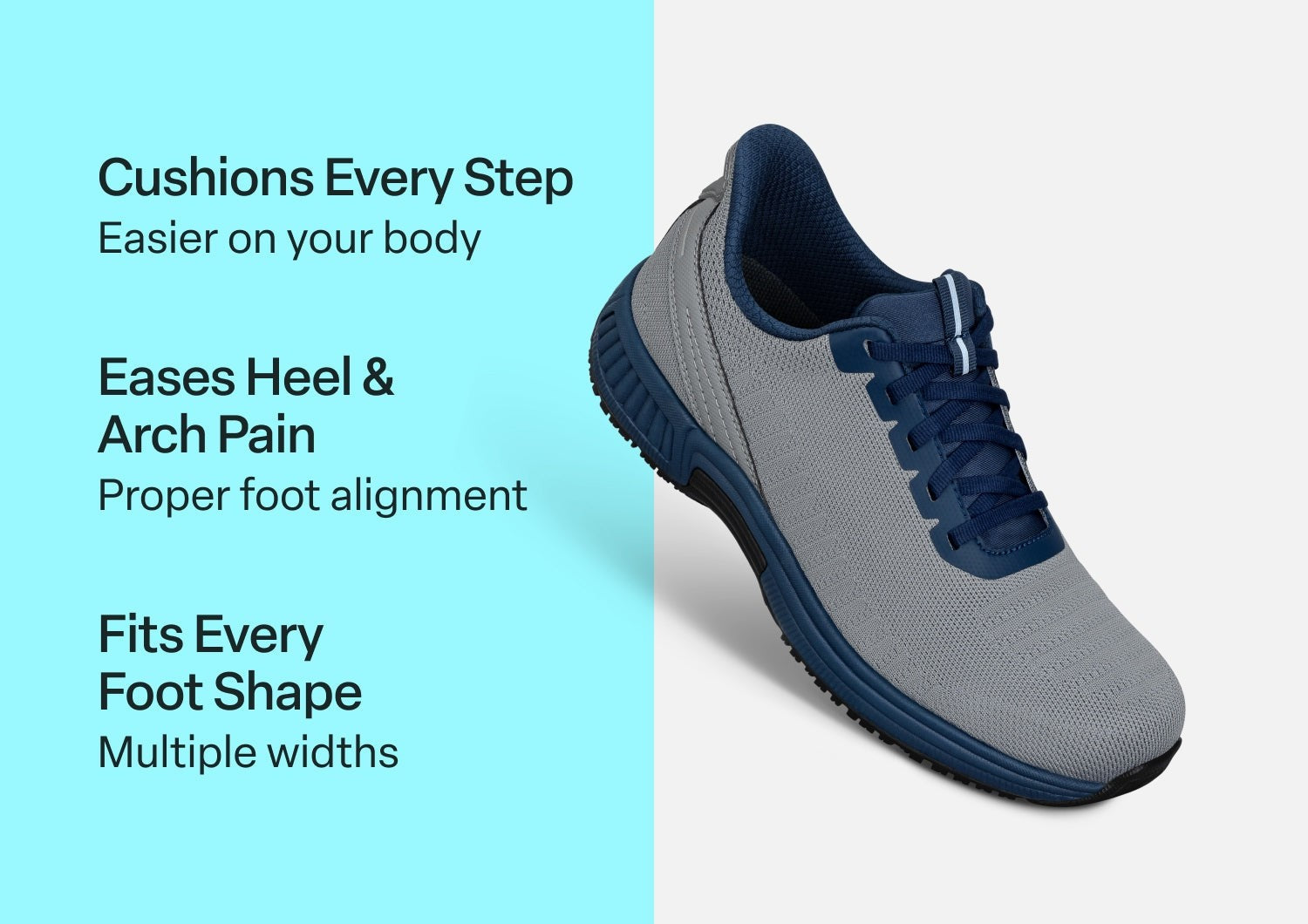 Orthofeet Yari Hands-Free Men's Sneakers - Gray/navy - Comfort Benefits - 3