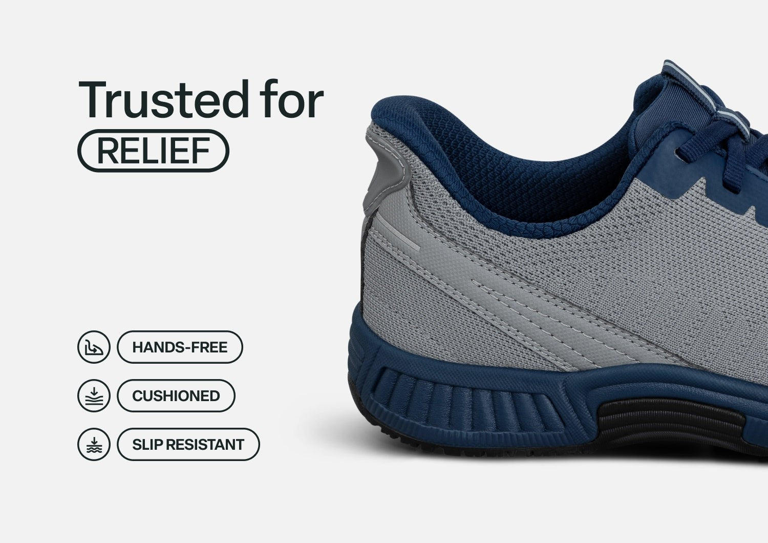 Orthofeet Yari Hands-Free Men's Sneakers - Gray/navy - Feature Detail - 4
