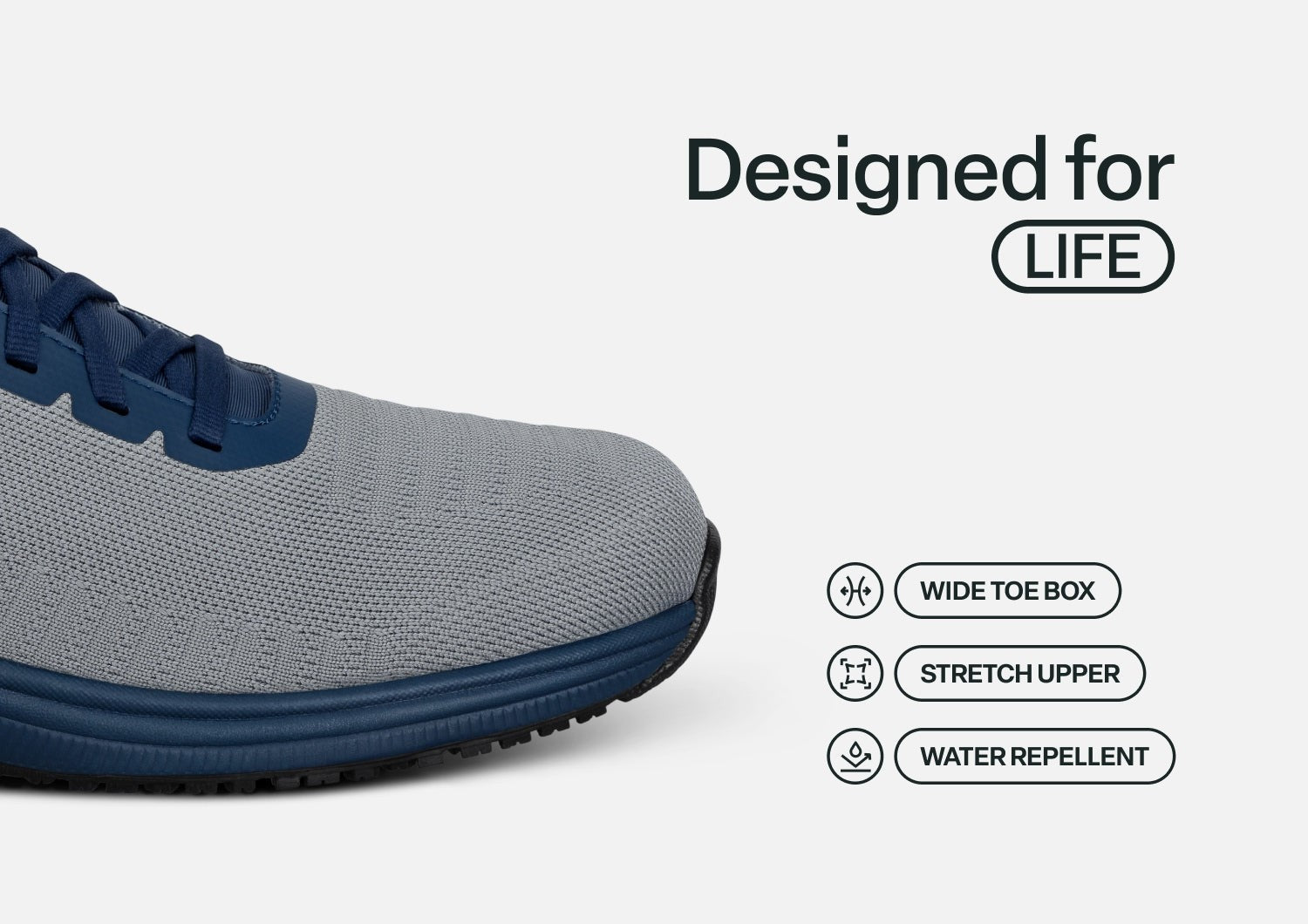Orthofeet Yari Hands-Free Men's Sneakers - Gray/navy - Feature Detail - 5