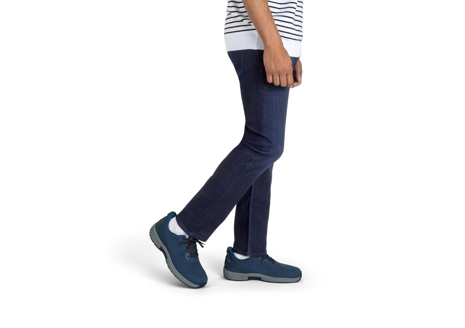 Orthofeet Yari Hands-Free Men's Sneakers - Navy/gray - Lifestyle View - 8