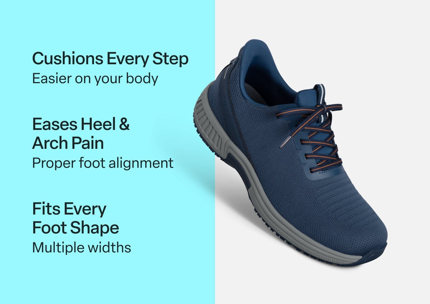 Orthofeet Yari Hands-Free Men's Sneakers - Navy/gray - Comfort Benefits - 2