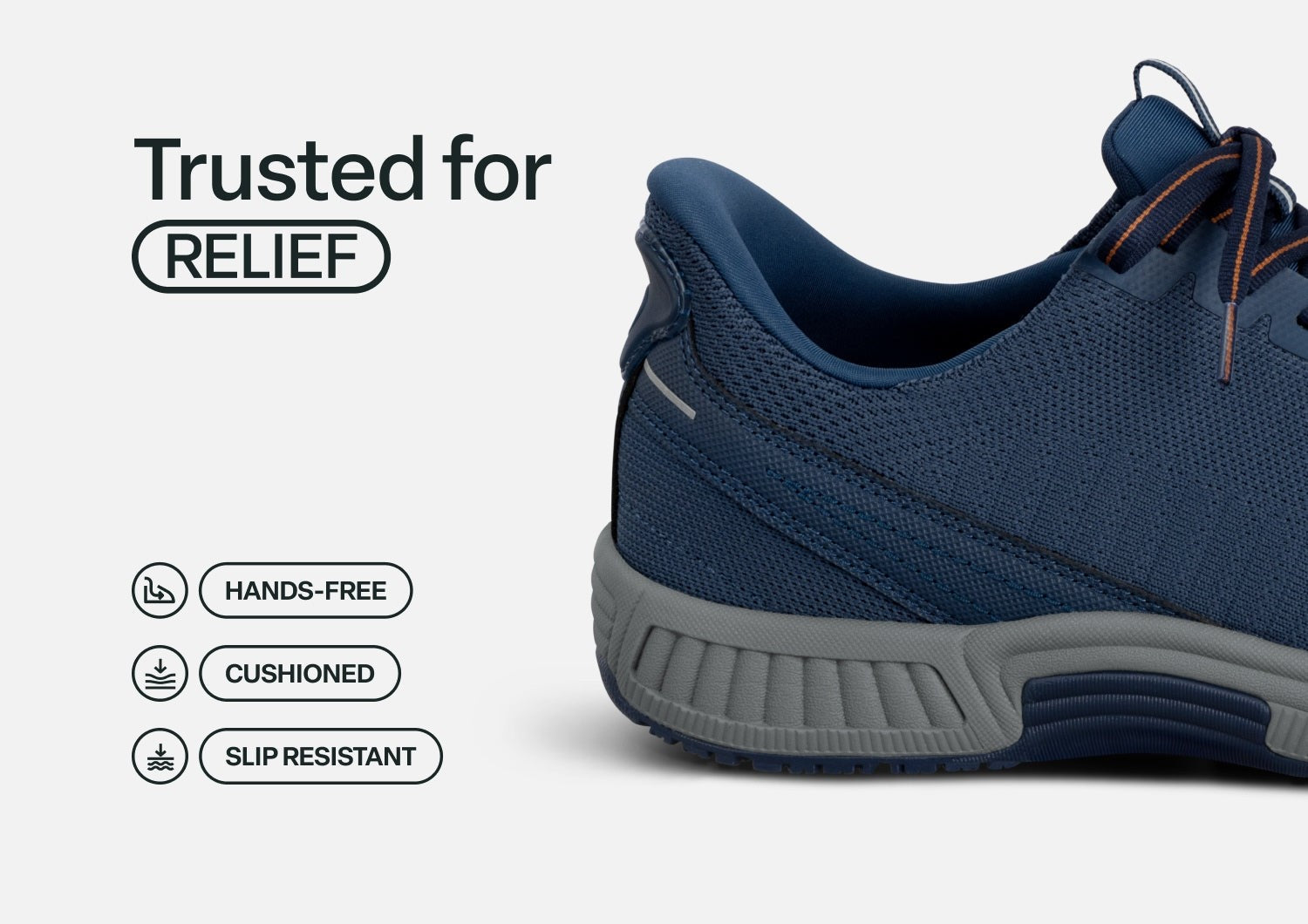 Orthofeet Yari Hands-Free Men's Sneakers - Navy/gray - Feature Detail - 3