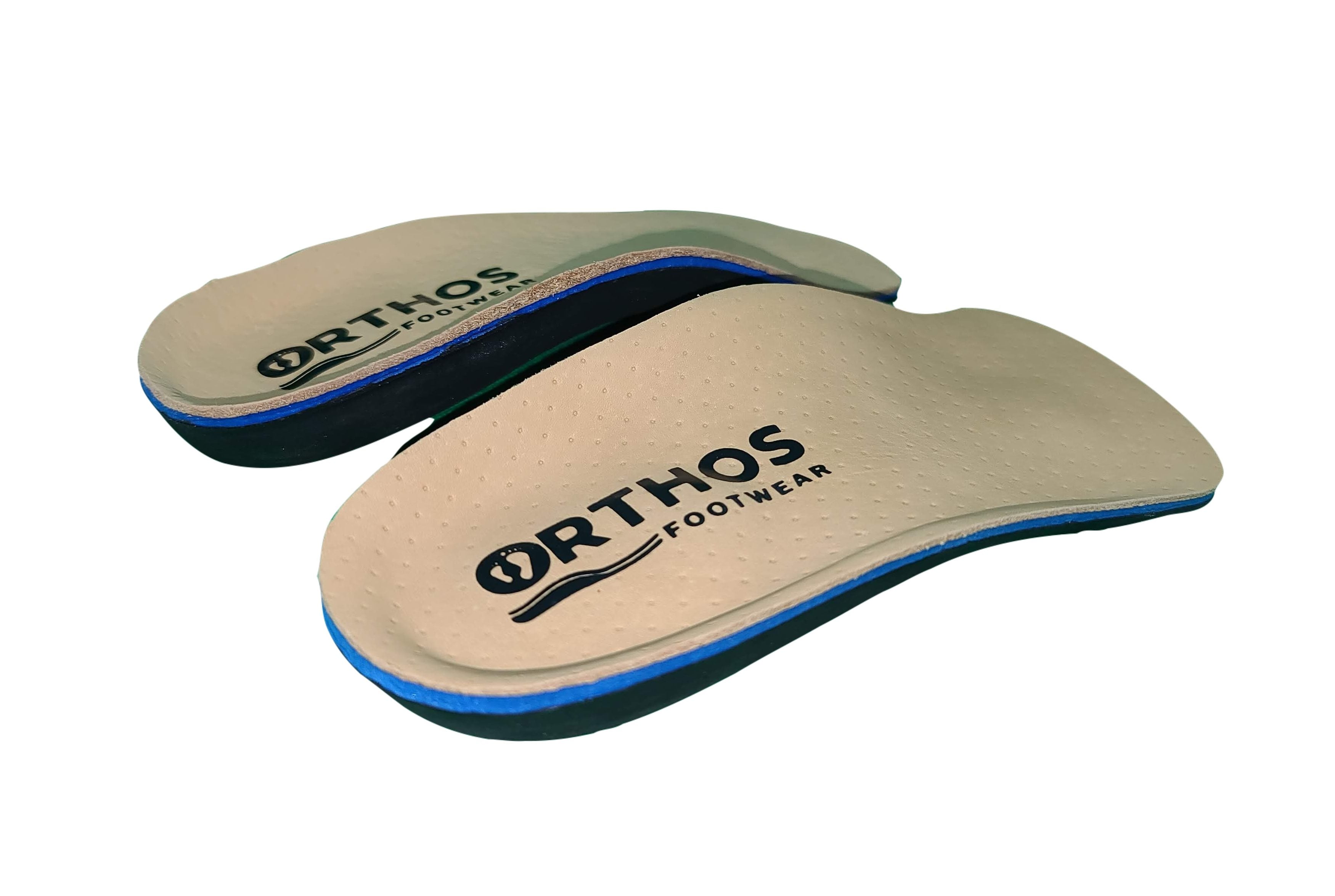 ORTHOS Footwear Orthotic Insoles 3/4 Length for Tight-Fitting Shoes - USA Made in Tan - Leather