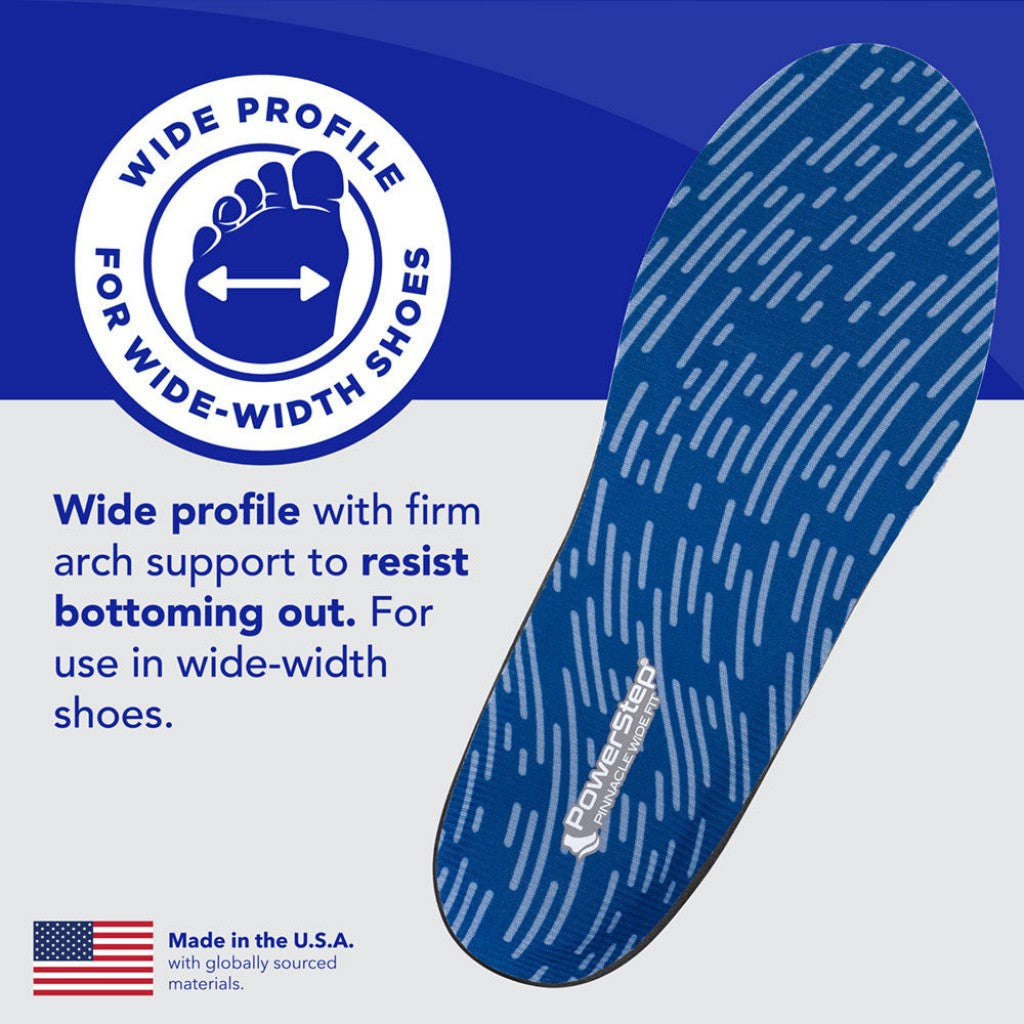 PowerStep Pinnacle Wide Fit Neutral Arch Orthotic Insoles - Black - Product View - 4