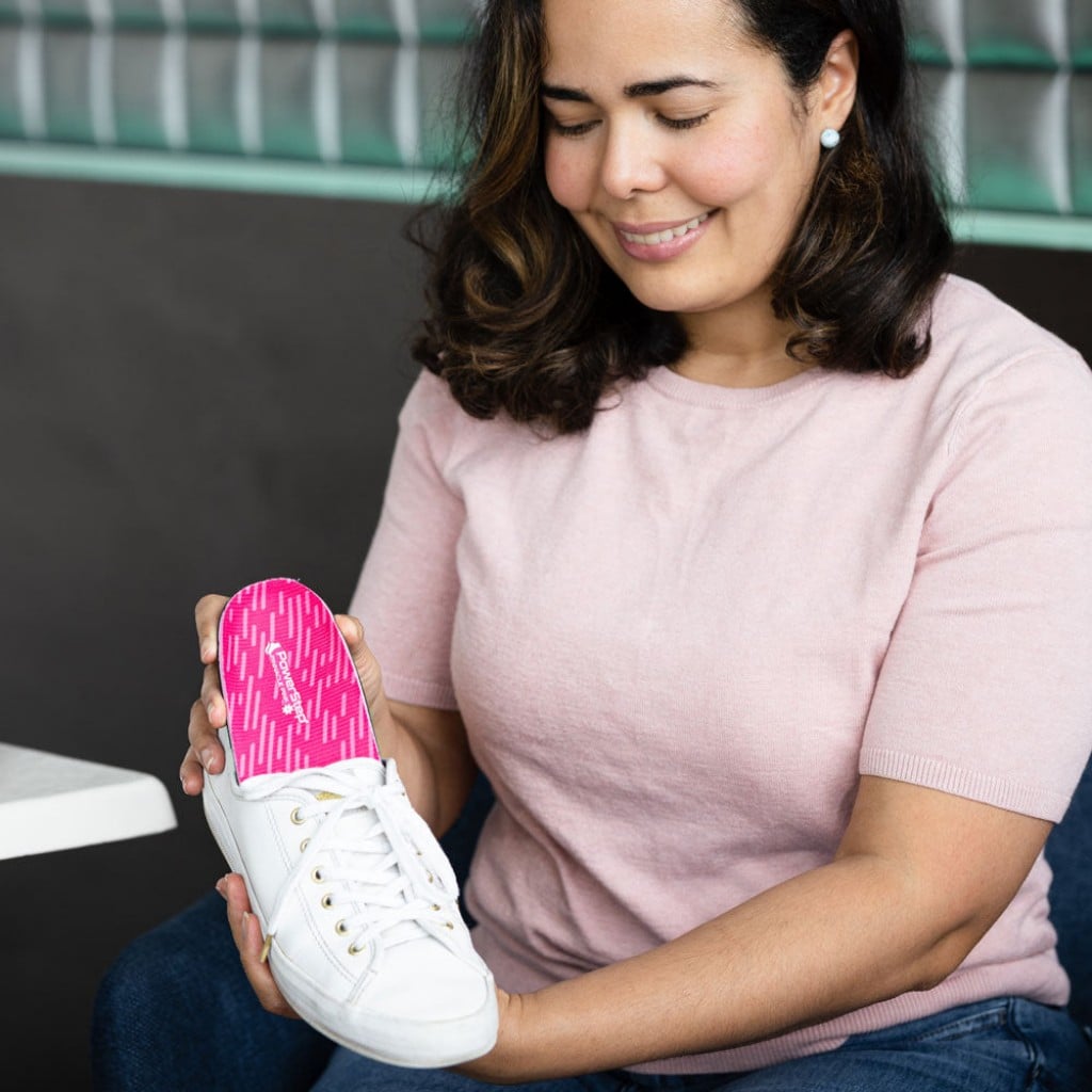 Powerstep Pinnacle Pink Women's Supportive Orthotic Insoles - Lifestyle View - 3
