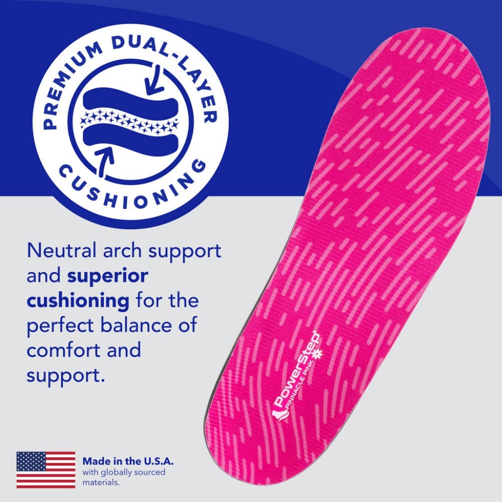 Powerstep Pinnacle Pink Women's Supportive Orthotic Insoles - Product View - 4