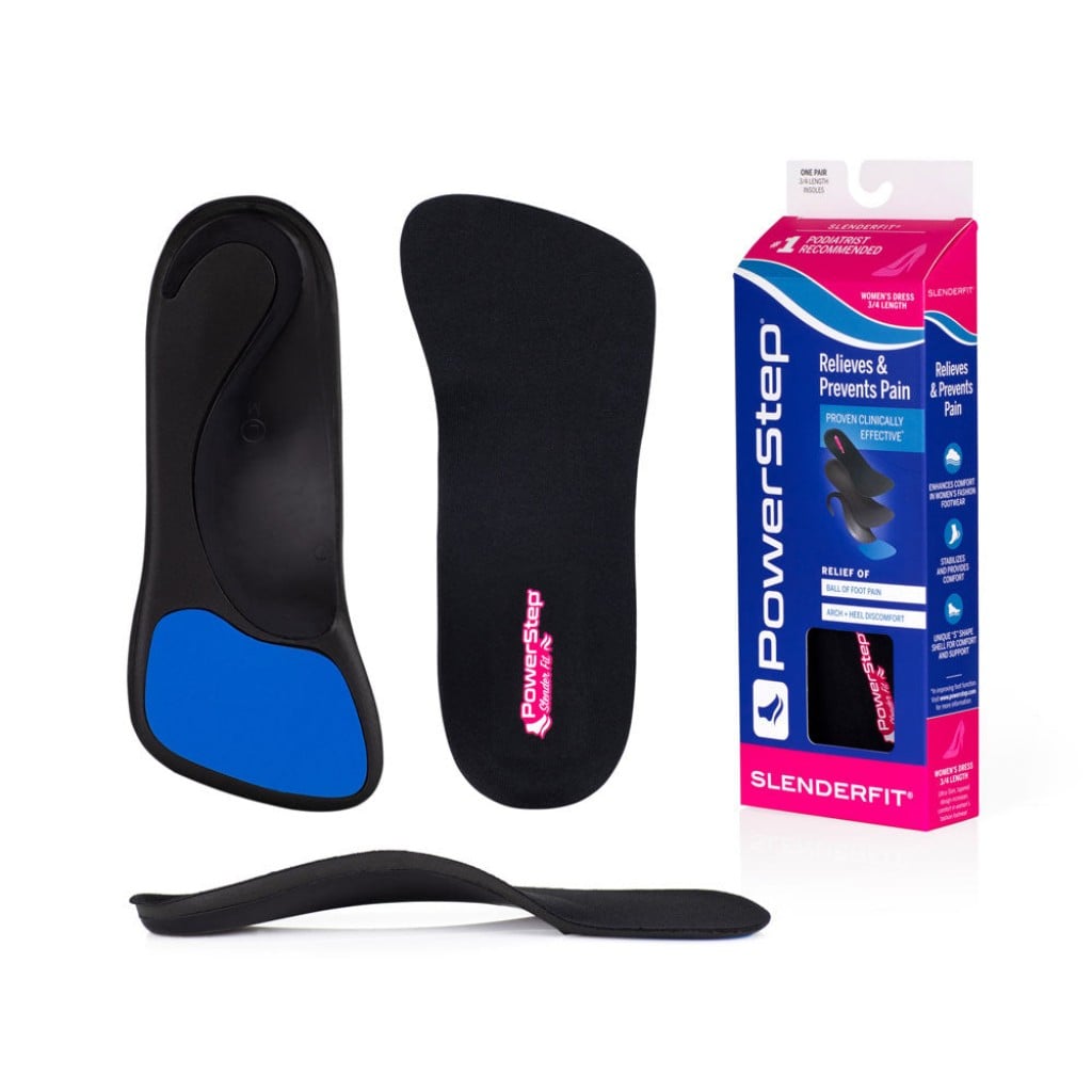 Powerstep SlenderFit 3/4 Women's Support Insoles in Black