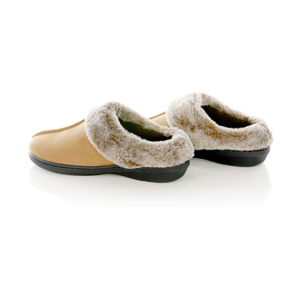 Powerstep Luxe Women's Orthotic Slippers - Memory Foam Slip-Ons with Arch Support - Taupe Clog 2