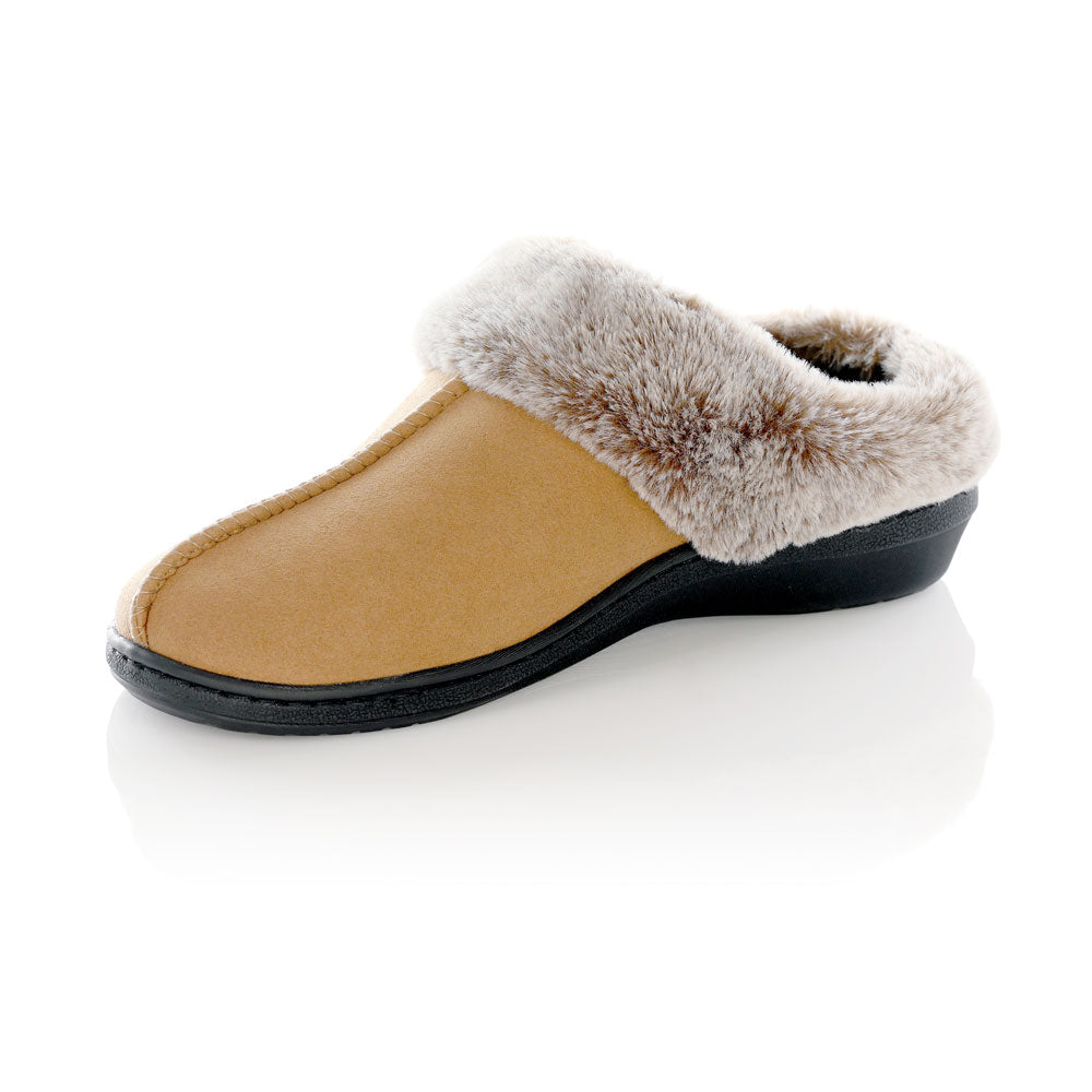Powerstep Luxe Women's Orthotic Slippers - Memory Foam Slip-Ons with Arch Support - Taupe Clog 3