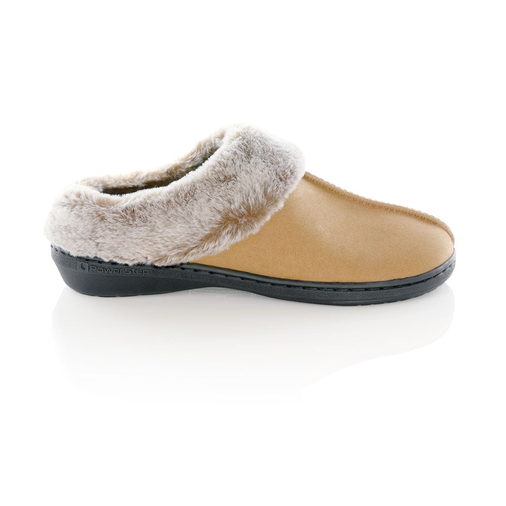Powerstep Luxe Women's Orthotic Slippers - Memory Foam Slip-Ons with Arch Support - Taupe Clog 4