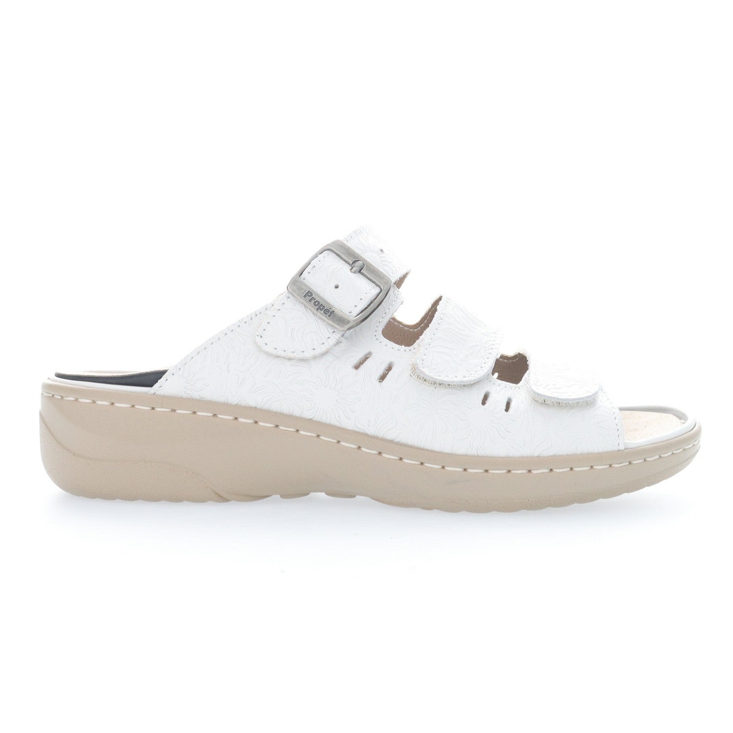 Propet Breezy Walker Slide - Women's Adjustable Sandal - White Onyx - outside view