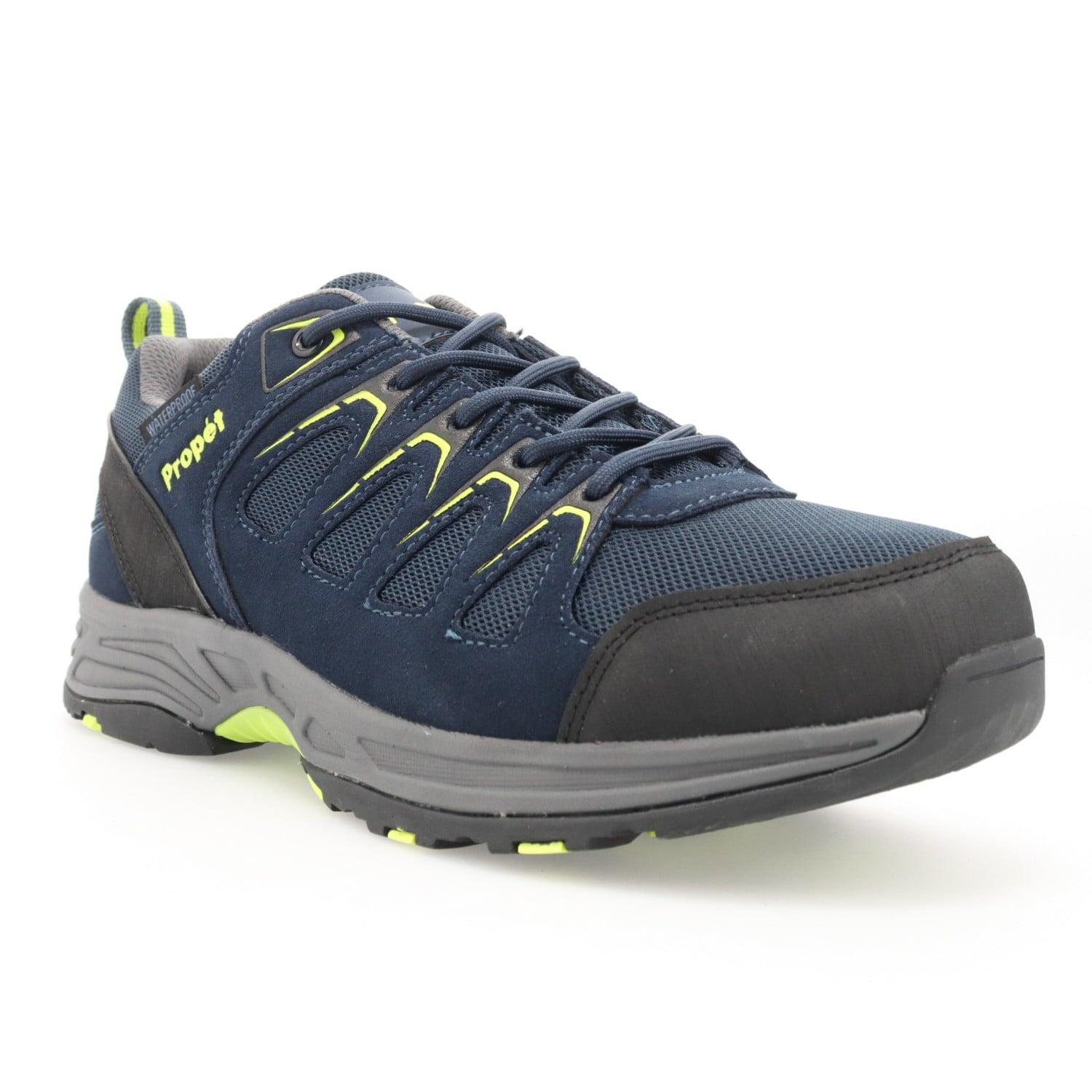 Propet Cooper Men's Waterproof Hiking Shoe in Navy/lime